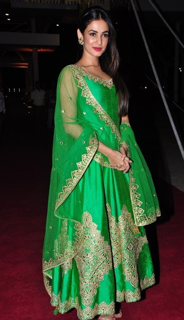 Beautiful Actress Sonal Chauhan Photos In Green Dress 5